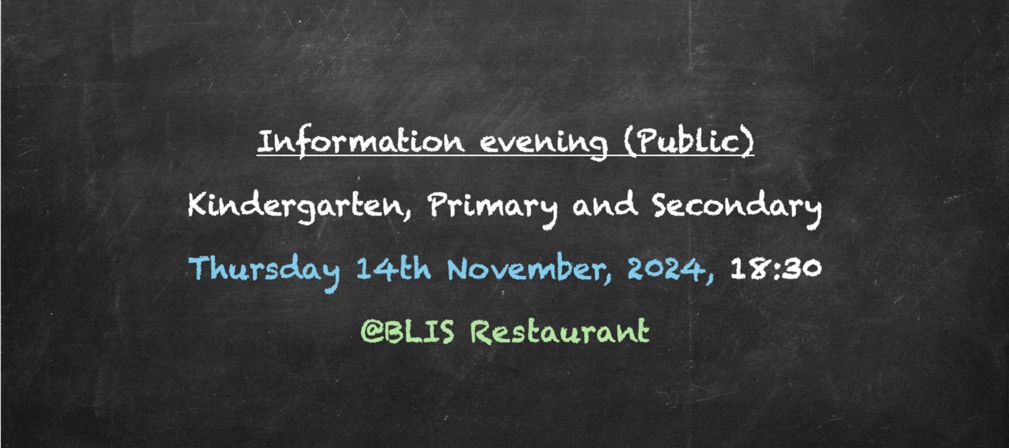 Information Evening Kindergarten, Primary and Secondary (Public)